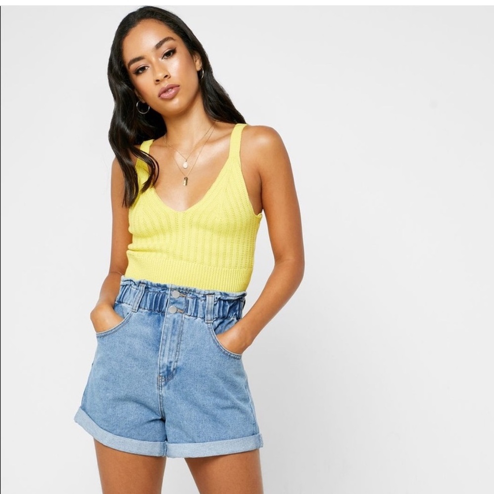 forever 21 paperbag denim shorts